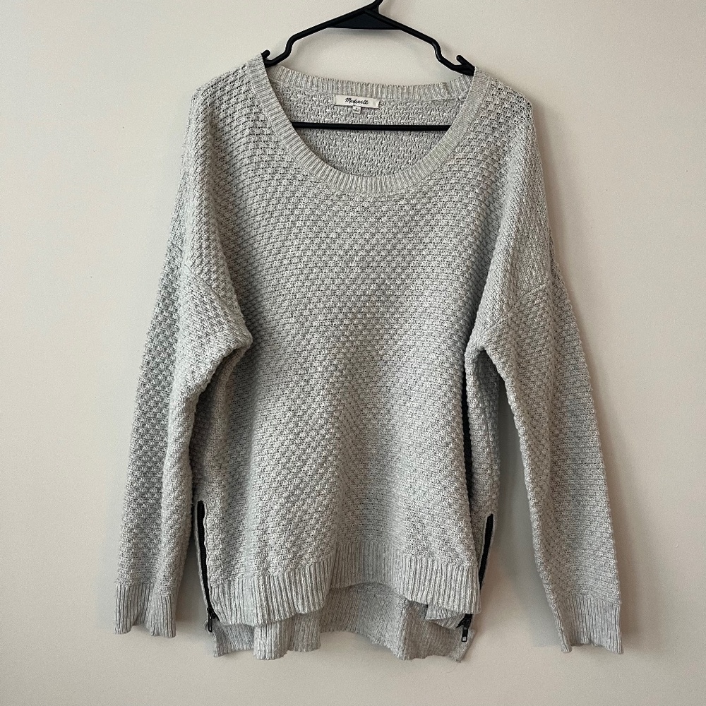 Madewell Oversized Waffle Knit Crewneck Sweater L